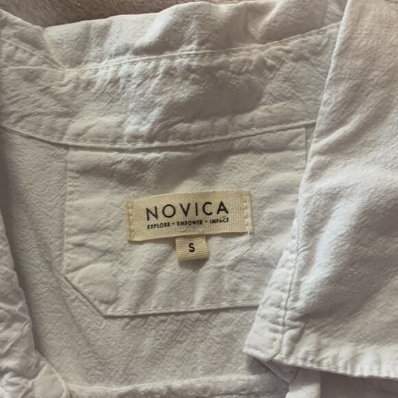 Novica womens small white Lilly of the Incas button front blouse was embroidered - Picture 5 of 12